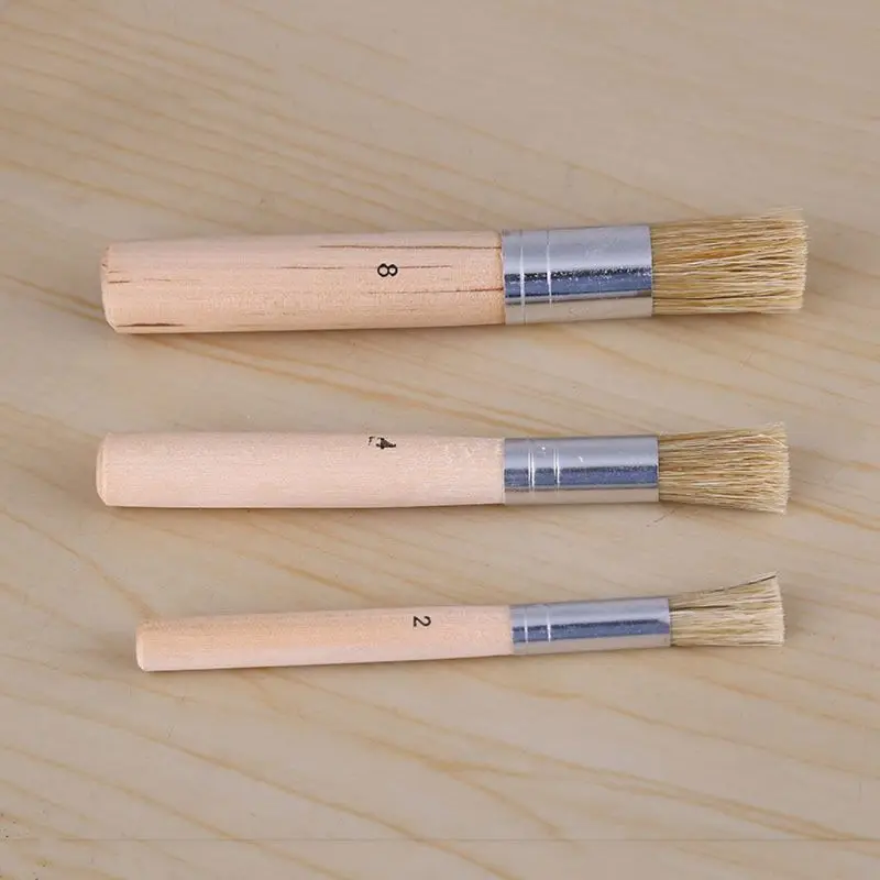 

Wooden Stencil Brush Set 3Pcs Natural Bristle Template Paint Brushes