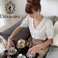 dabuwawa elegant prairie chic blouse women puff sleeve turn down collar single breasted button shirts tops female dt1bst041