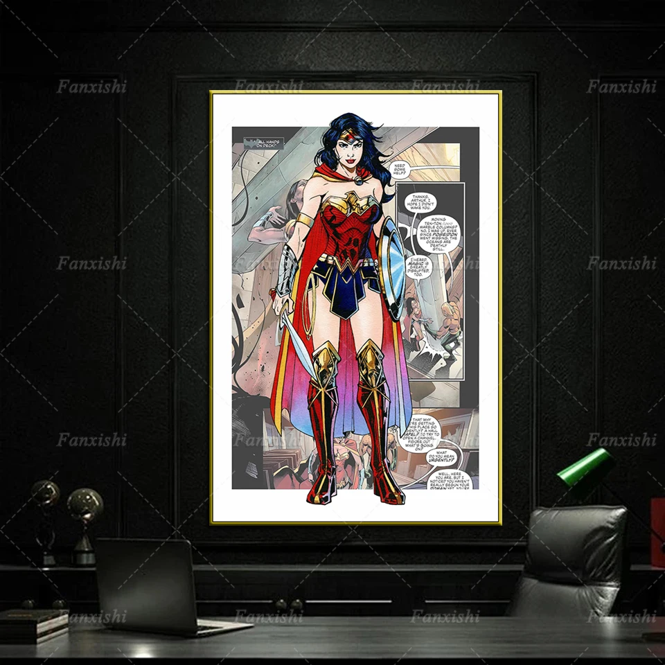 

Movie Poster Wonder Woman Superhero Posters And Prints Comic Wall Art Canvas Painting Wall Picture Kid Bedroom Living Room Frame