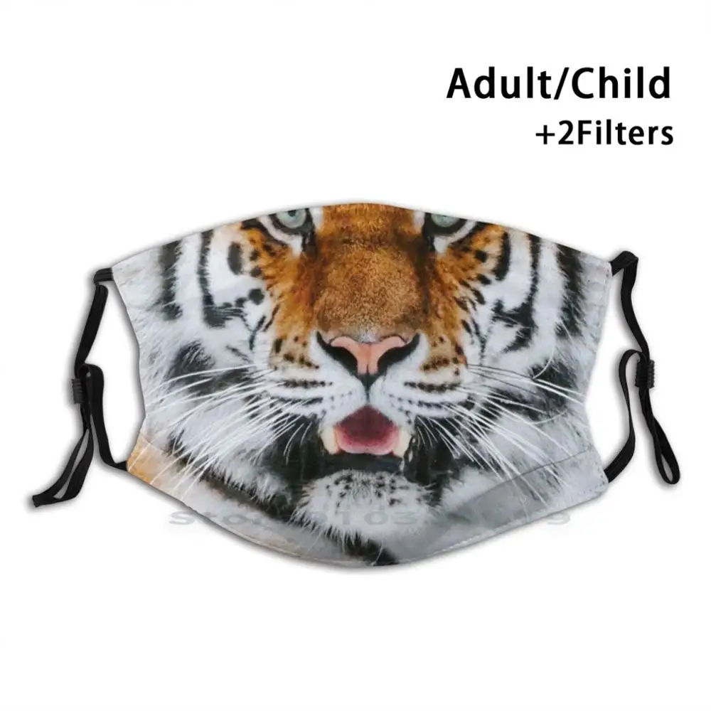 

Tiger Face Mask Mouth Print Reusable Mask Pm2.5 Filter Face Mask Kids Tiger Tigers Asia Africa African Facemask Lions Wildlife