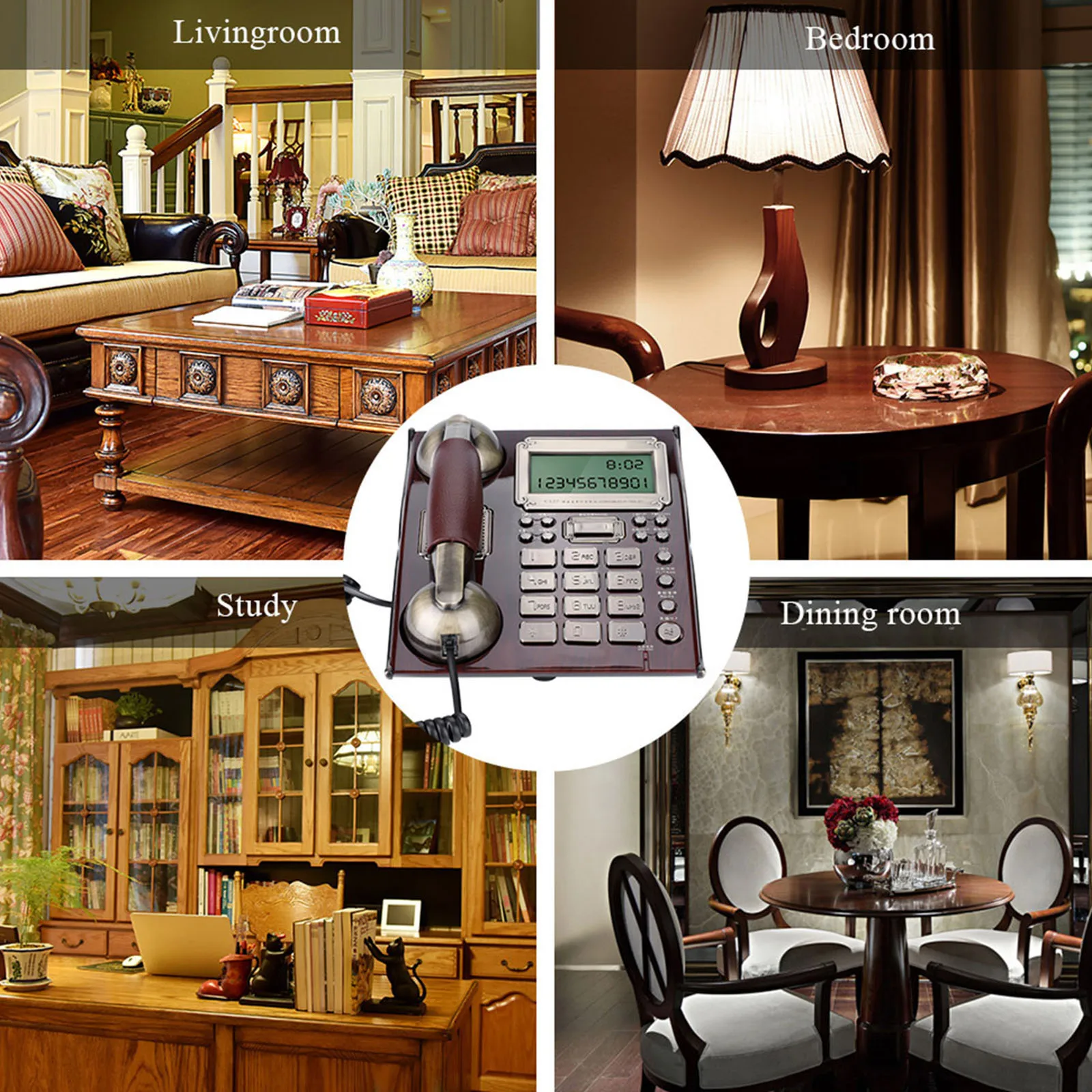 Стационарный проводной винтажный телефон в античном стиле Европейский ретро с