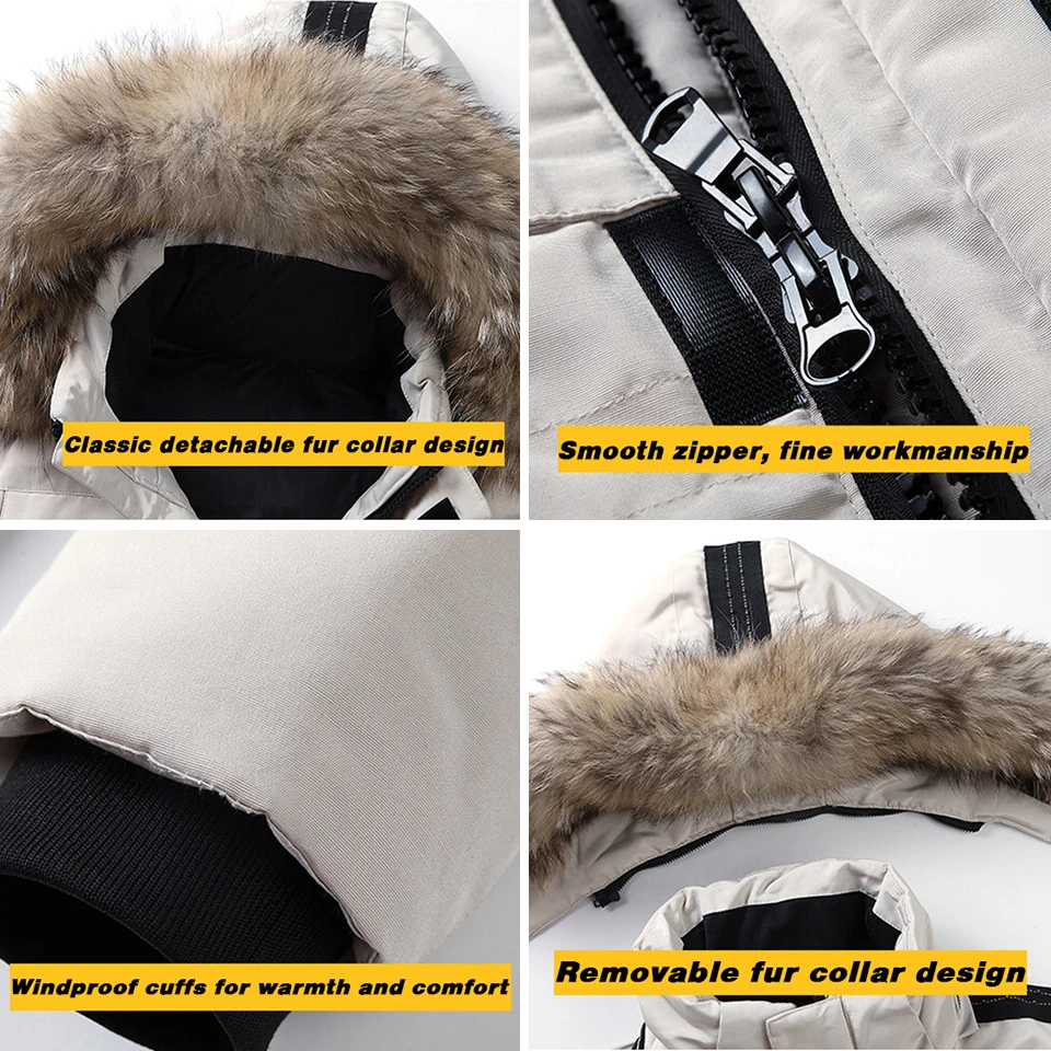 Мужская ветрозащитная куртка с капюшоном и меховым воротником на зиму 2021 - купить