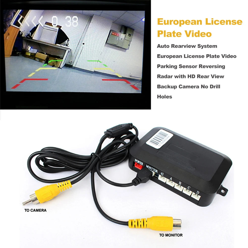 

European Car Number License Plate Frame Camera Video Parking Reversing Radar HD Rear View Backup Rearview Camera Auto Accessory