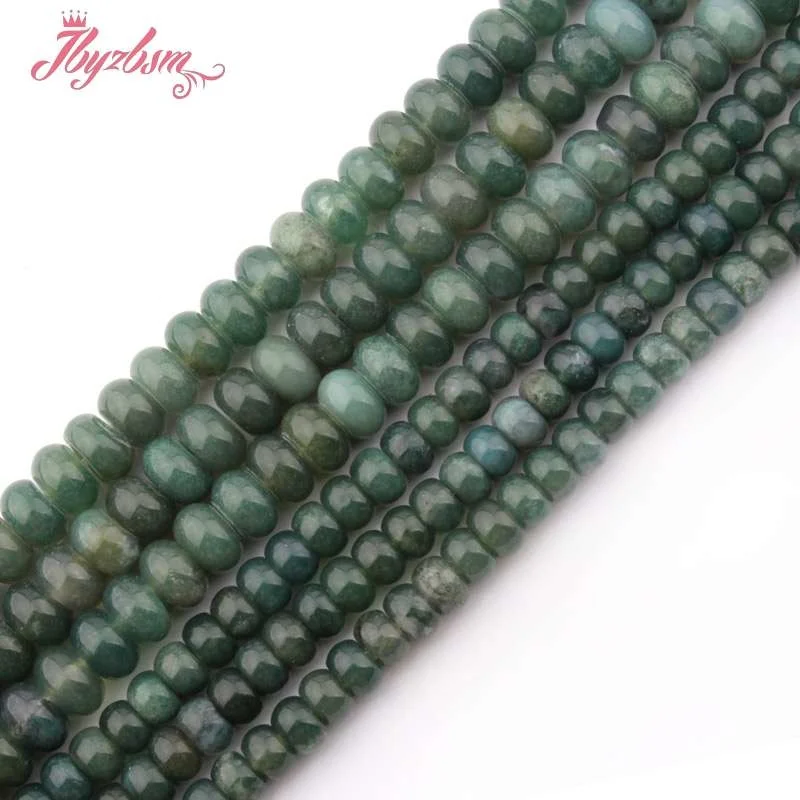 

4x6,5x8mm Smooth Rondelle Bead Moss Agates Natural Stone Beads For DIY Necklace Bracelat Woman Jewelry Making 15" Free Shipping