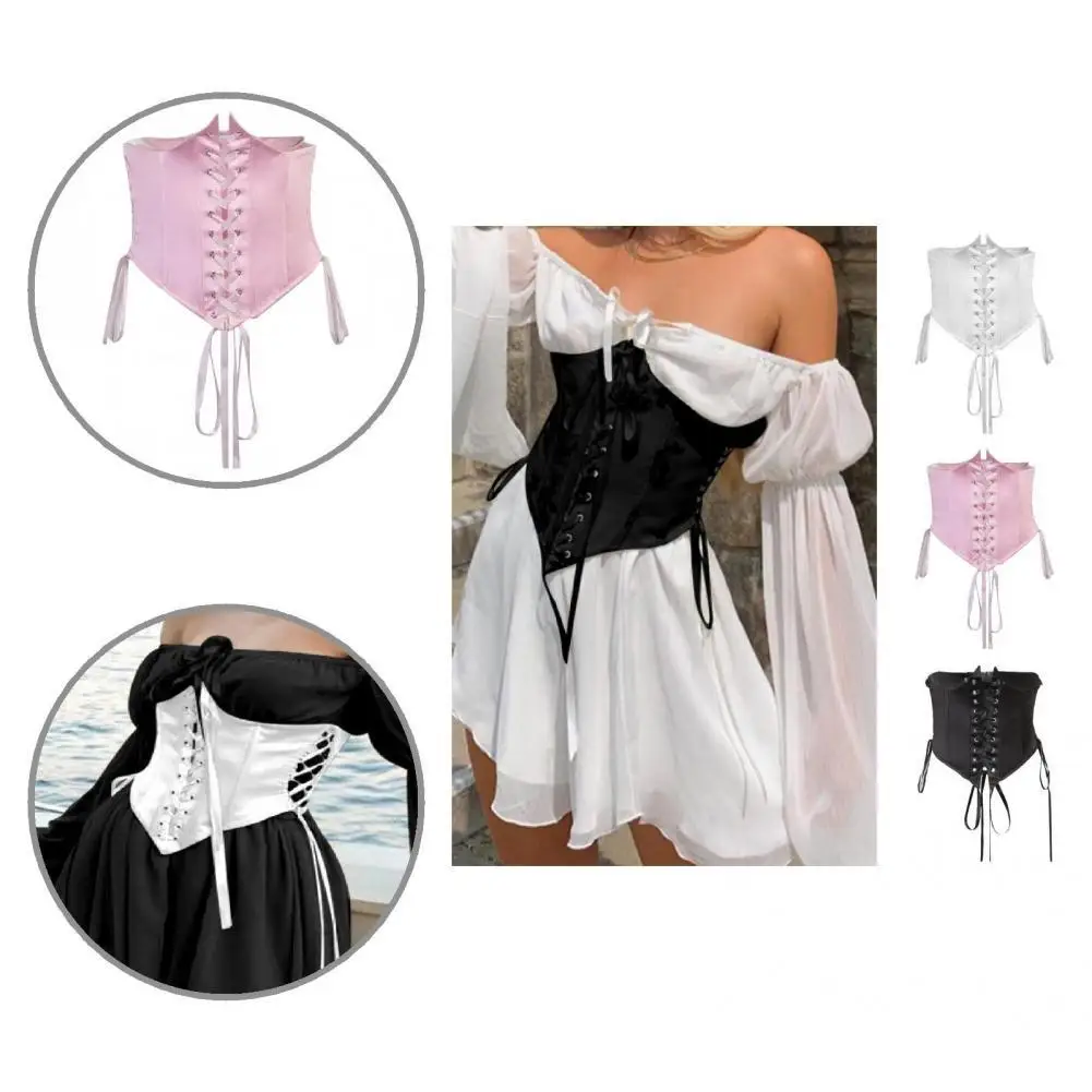 

Женское винтажное бюстье с широким поясом, на шнуровке