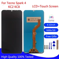 Original LCD For Tecno Spark KC2 KC8 Display Touch Screen Digitizer Assembly For Tecno Spark4 LCD Pantalla Display Phone Parts