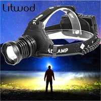 litwod 2064z15 the most powerful xhp90 led headlight 32w zoom 18650 power bank flashlight headlight night fishing and hiking