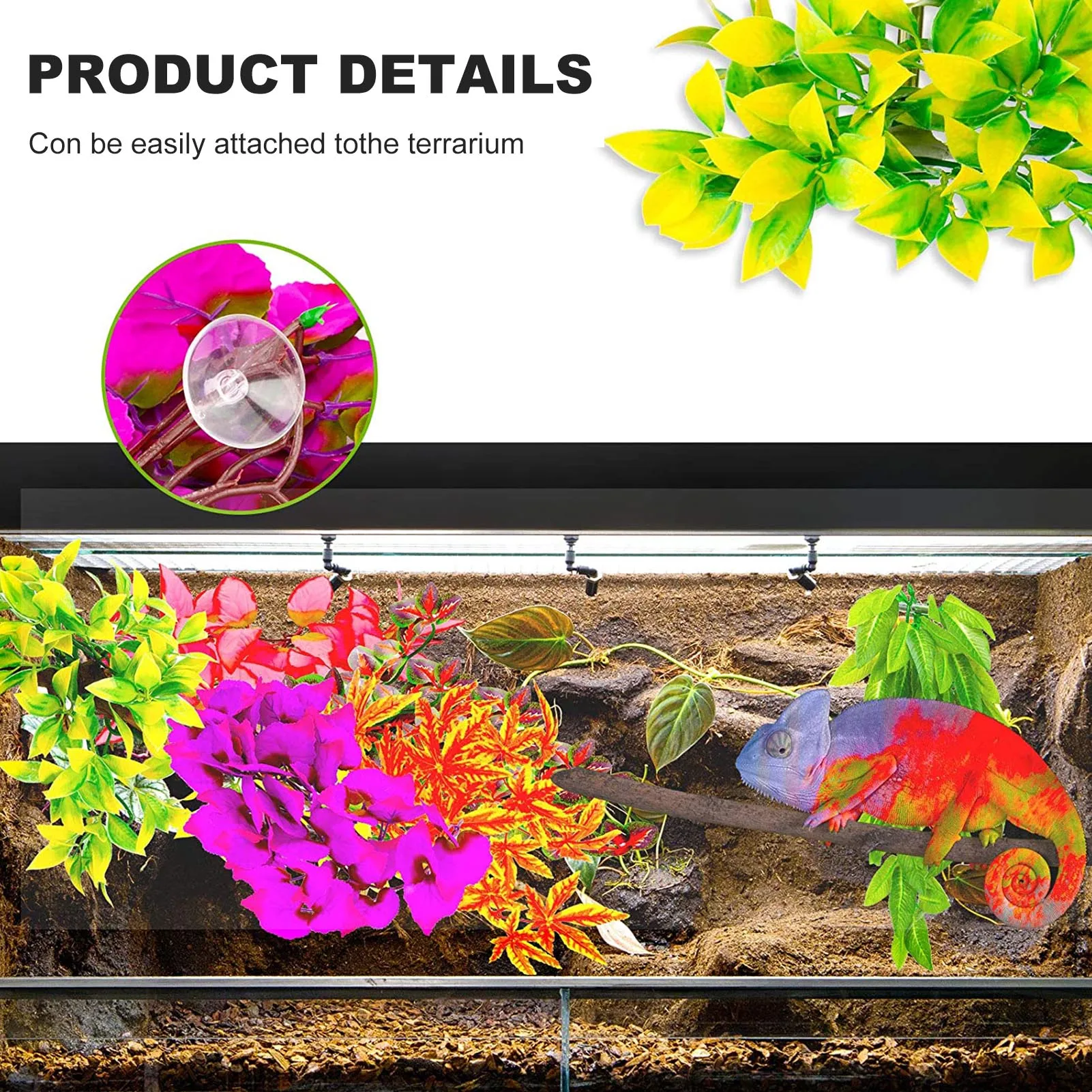 

6Pcs/Set Reptile DIY Terrarium Artificial Vine Plant With Suction Cup Plastic Terrarium Leaf Decoration For Fish Tank & Aquariu
