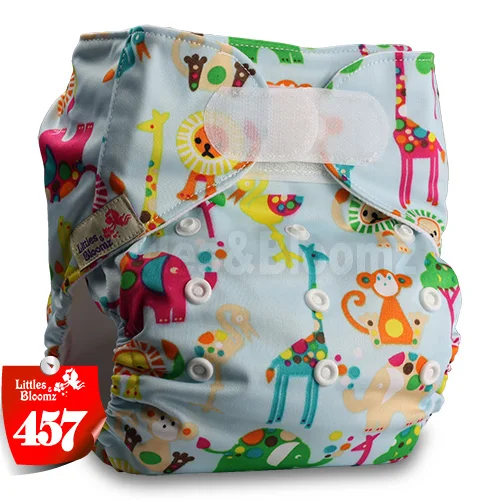 [Littles&Bloomz] Один размер многоразовые тканевые подгузники Моющиеся Водонепроницаемые Детские карманные подгузники стандартная застежка на липучке - Цвет: 457