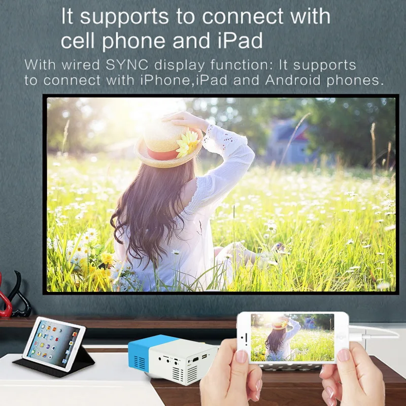 Мини-проектор карманный проектор 1080P для детей подарок видео ТВ кино вечерние