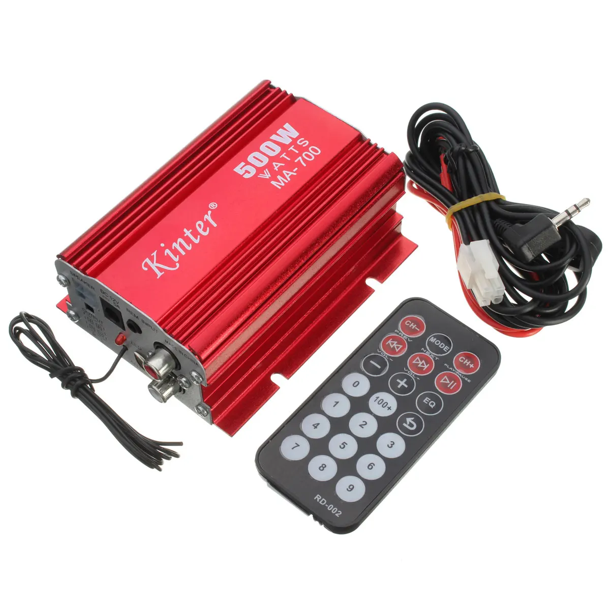 

500W 12V HIFI Bluetooth Power Amplifier 2 Channel Car/Home Theater Digital Power Audio Amplificador with Remote Support FM USB