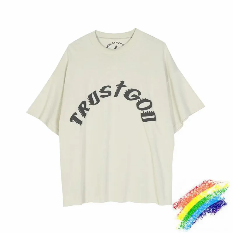Футболка Мужская/женская с 3D эффектом пены уличная одежда надписью TRUST GOD Kanye West