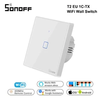 sonoff t2 eu 1c tx smart wifi wall touch switch smart home with border 433 rfvoiceapptouch control work with google alexa