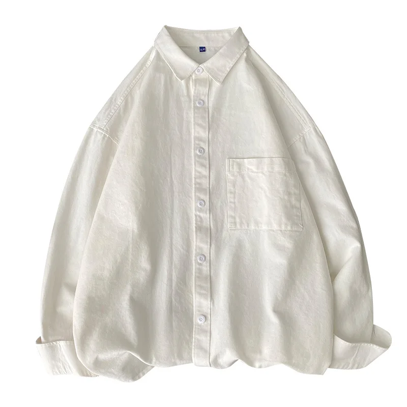 

Hot Sales Spring Autumn Men Shirts Solid Color Handsome Long Sleeve Shirts For Men Turn-down Collar Loose Samisas Para Hombre