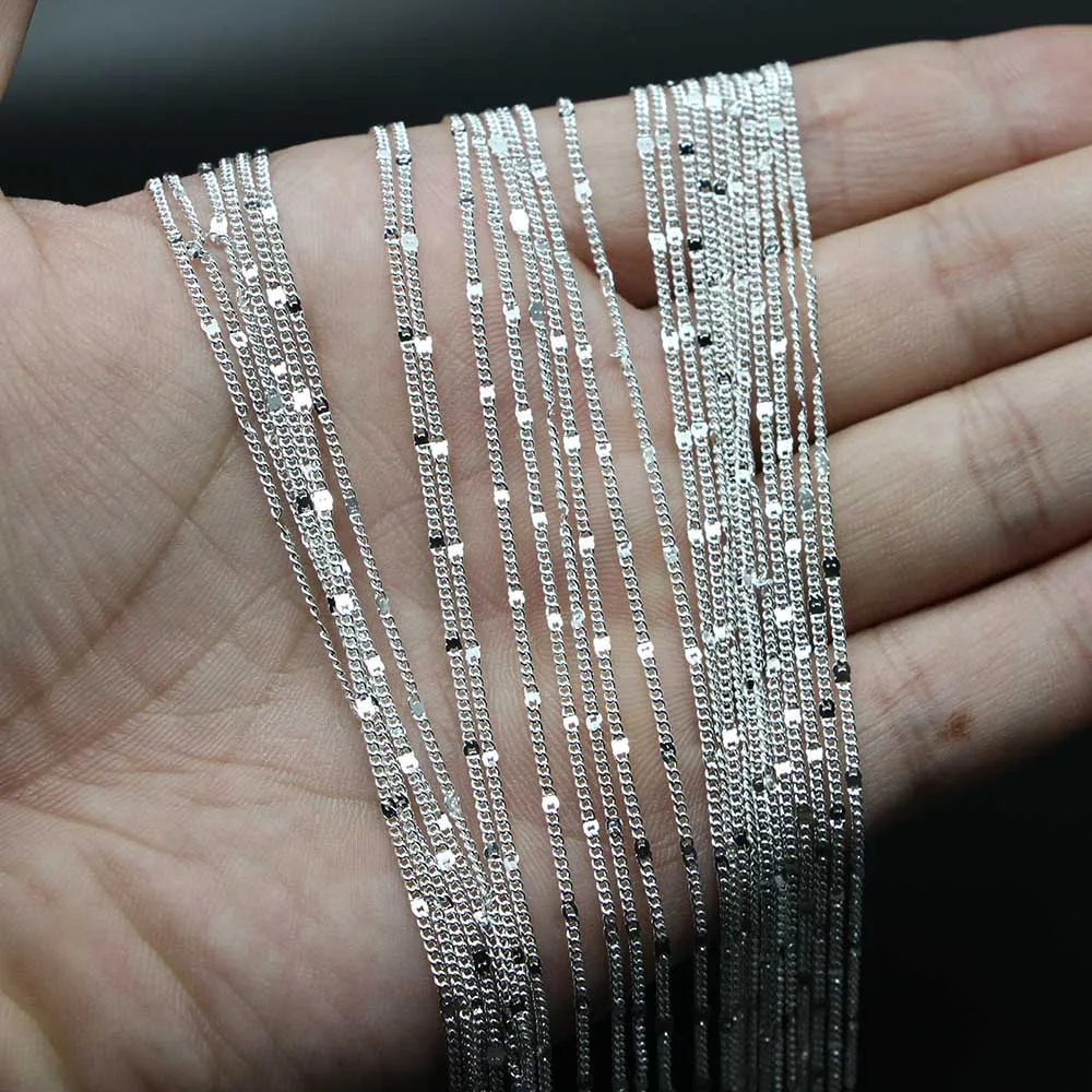 

12Pcs/Pack 40cm 45cm 50cm Rhodium Gold Lobster Clasp Chain for DIY Necklace Jewelry Making Bulk Findings Accessories Wholesale
