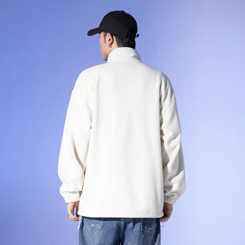 Флисовая Мужская куртка простая однотонная свободная Стандартная с