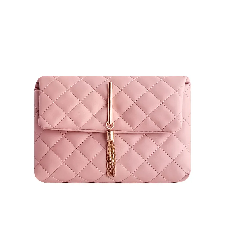 

Women's Korean-Style Hardware Tassel Pu Shoulder Solid Color Purse Small Bag Patched Patched Simple Elegant Outdoor Bag