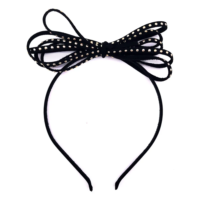 Кожаные повязки на голову с бантом и заклепками для детей детские летние
