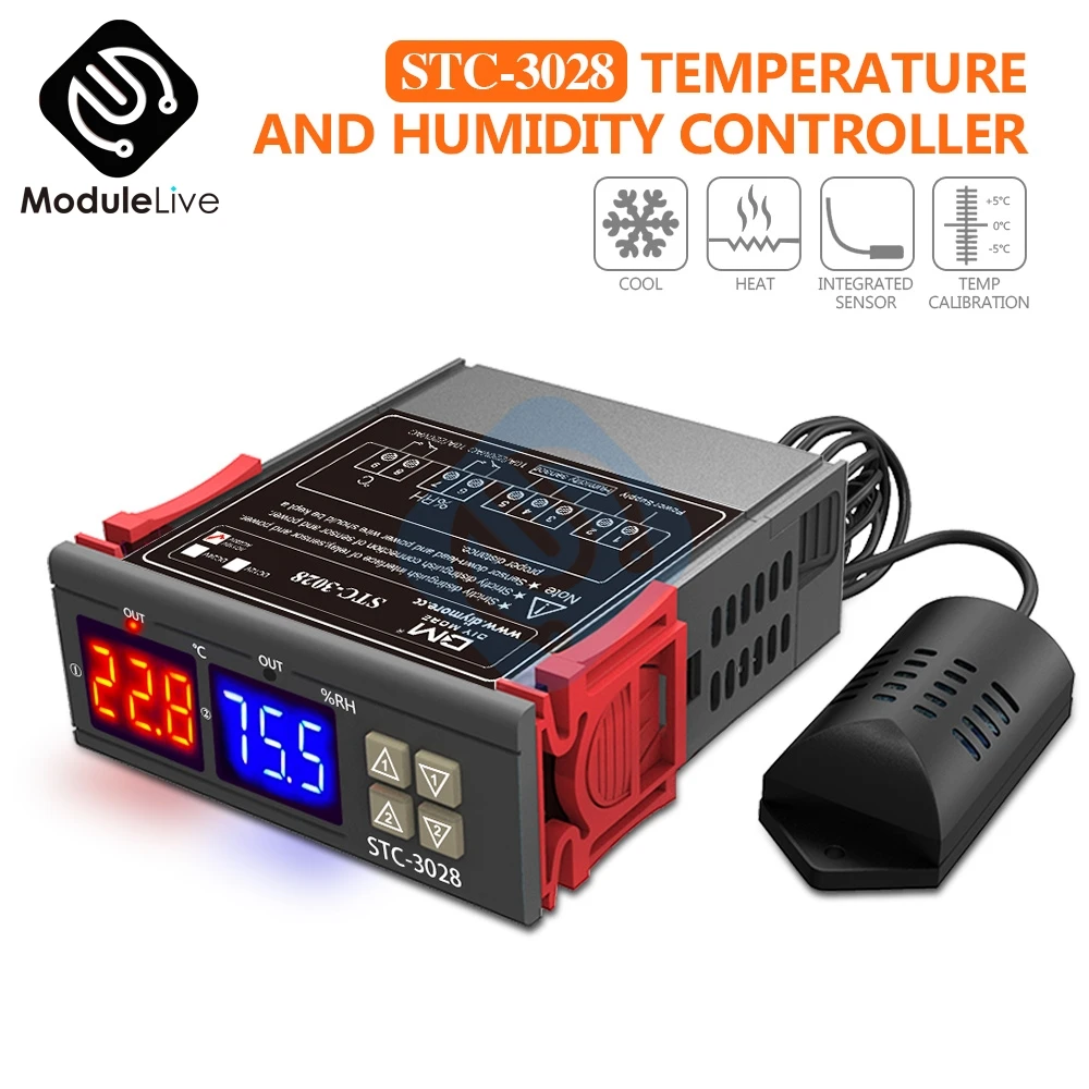 STC 3028 AC 220 В 12 24 постоянного тока двойной цифровые светодиодные трубки