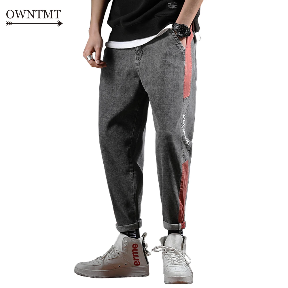 Джинсы мужские мешковатые брюки из денима стрейч с завышенной талией хлопковые