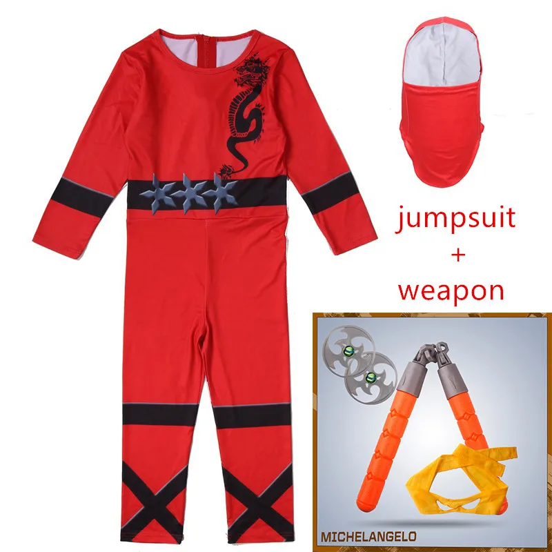 62908red-2 Черный костюм для мальчиков и девочек Ninjago, Детские комплекты, Детский костюм для Хэллоуина, игрушечное оружие, Необычные вечерние костюмы ниндзя на Пасху - Цвет: 62908red-2