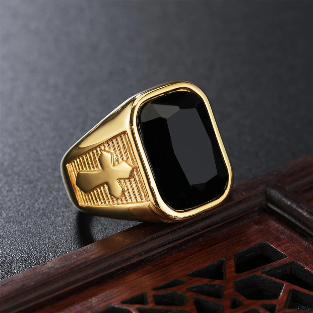 Кольцо мужское из титановой стали в стиле рыцарь