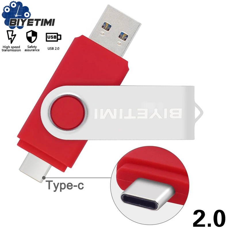 Biyetimi Usb USB Type C флеш накопитель 32 ГБ флэш 64 с поддержкой технологии OTG 128 Гб флешки