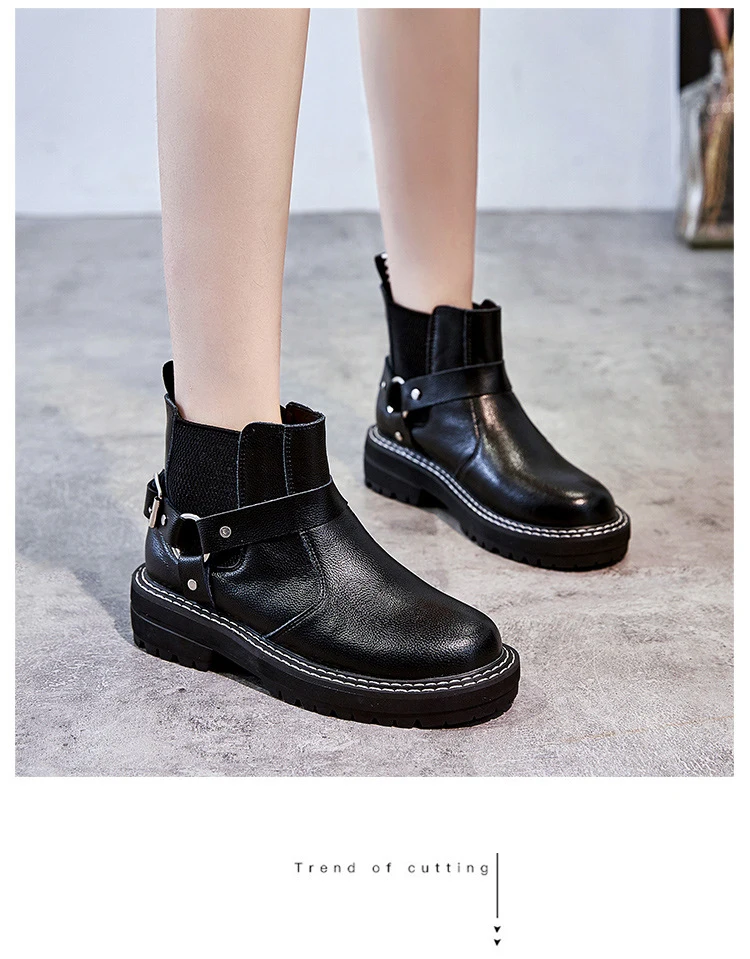 Женская обувь; botas mujer; сезон осень; коллекция года; женские Ботинки martin; модные брендовые женские ботильоны из натуральной кожи с перекрестной шнуровкой; Цвет Черный
