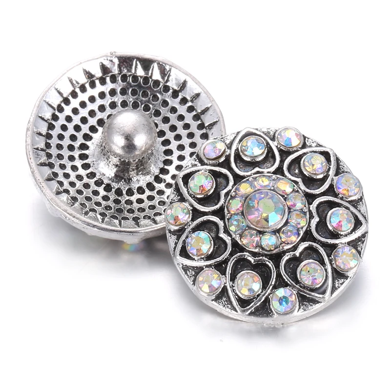 6pcs/lot New Snap Jewelry 18mm Metal Rhinestone Button Flower Colorful Buttons Fit Necklace Women DIY | Украшения и аксессуары