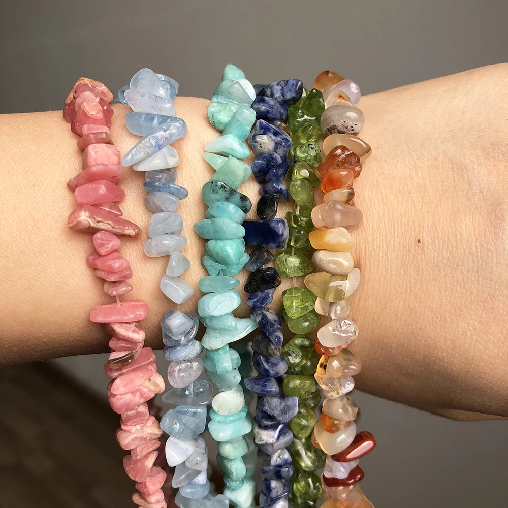 5-8mm Irregular Freeform Chip Gravel Beads Natural Agates Rhodonite Amethysts Quartz Stone For Jewelry Making DIY Bracelet - купить по