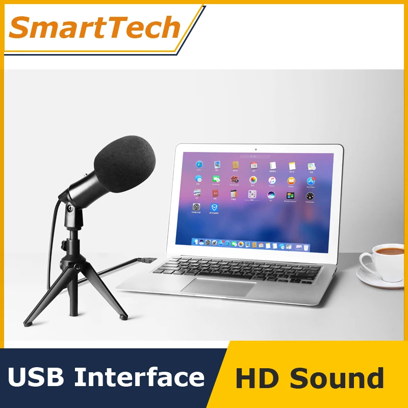K38C USB микрофон PC конденсаторный вокал Студийный для записи YouTube видео Skype в чате