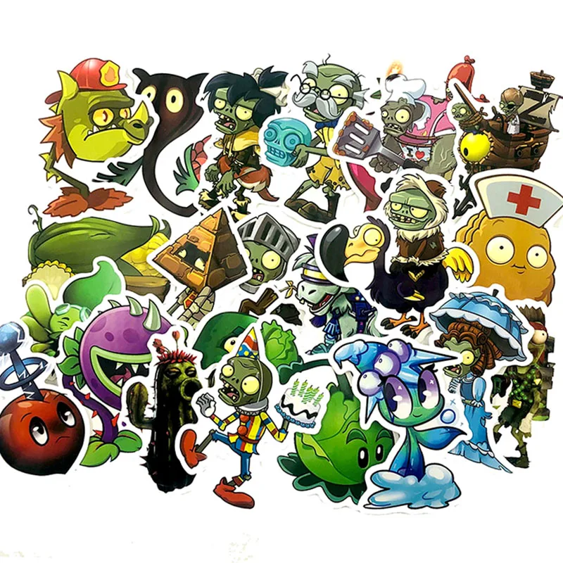 Rompecabezas de ocio para ni&ntilde;os, pegatina de dibujos animados de planta Vs. Zombie para nevera, diario, Maleta de Snowboard, bricolaje, 100 Uds.-4
