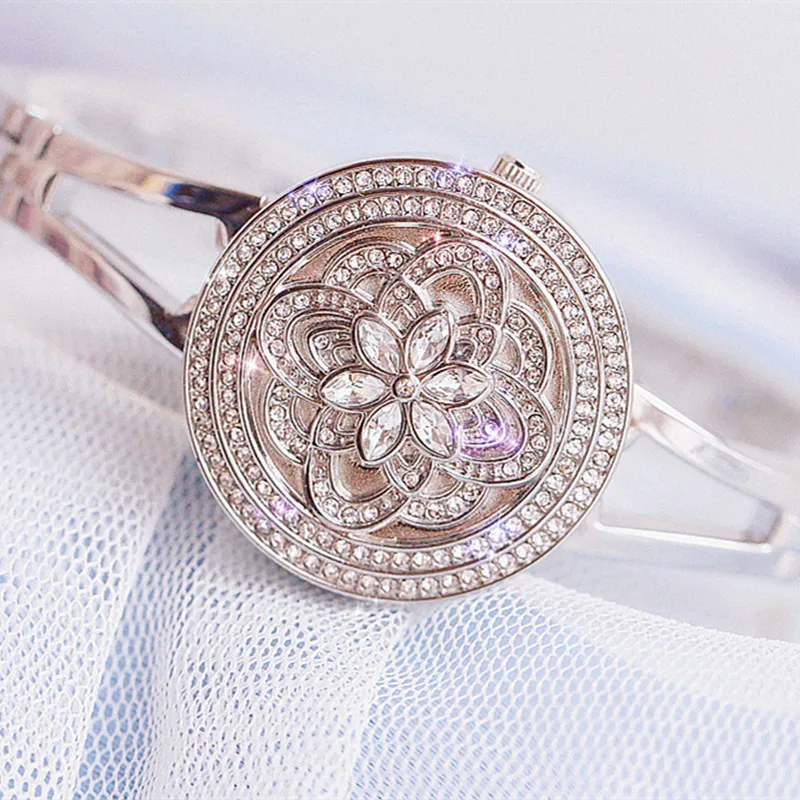 Лидер продаж женские Стразы Часы новые модели Цветок откидная крышка карманные