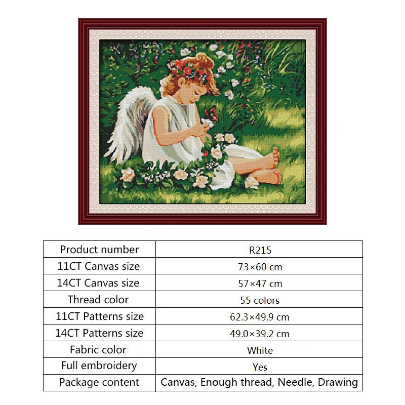 Angel on Greenery 14ct 11ct Count Print Canvas Embroidery Kits DIY Crafts Needlework Patterns Cross Stitch Package | Дом и сад