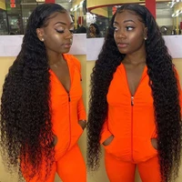 deep wave frontal wig 30 32 inch curly human hair wigs for black women pre plucked wigs wet and wavy 13x1 deep curly hd lace wig