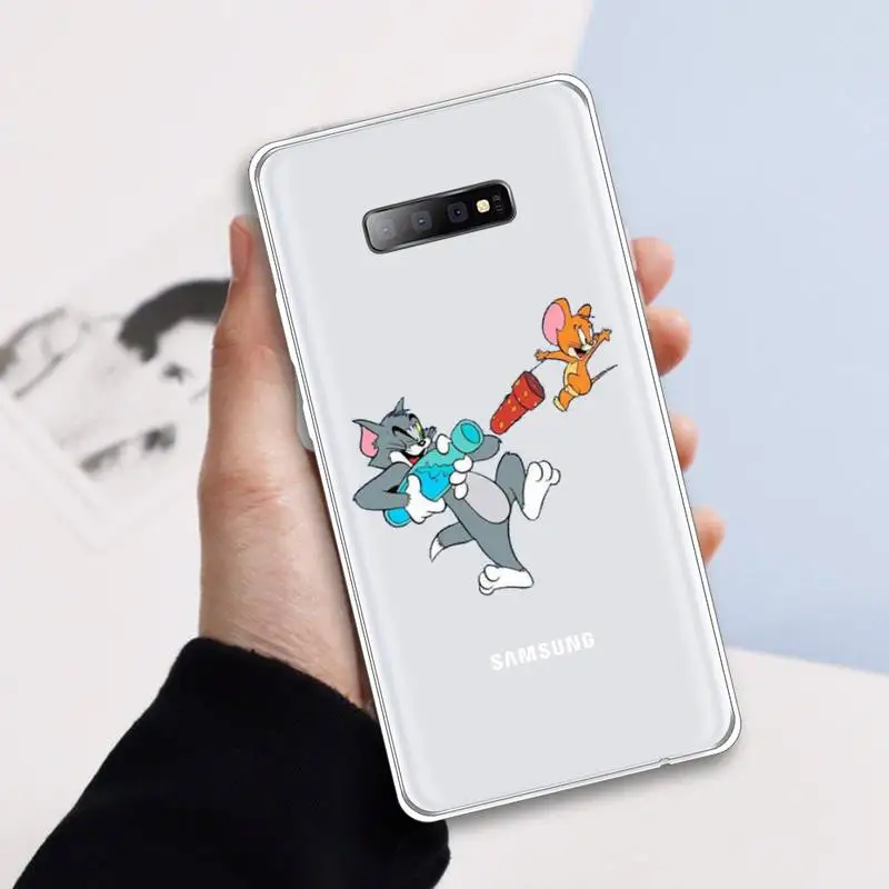 

Cute mouse funny cat cartoon Phone Case Transparent For Samsung Galaxy A71 A21s S8 S9 S10 plus note 20 ultra