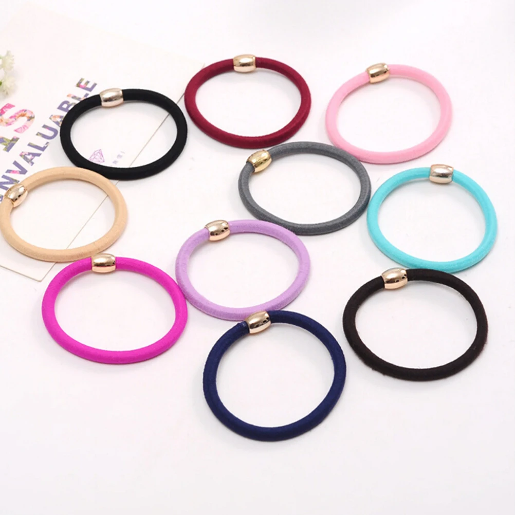 

10Pcs Colorful Button Girl Women Rubber bands Tie Gum Super Elastic Holders Hair Accessories
