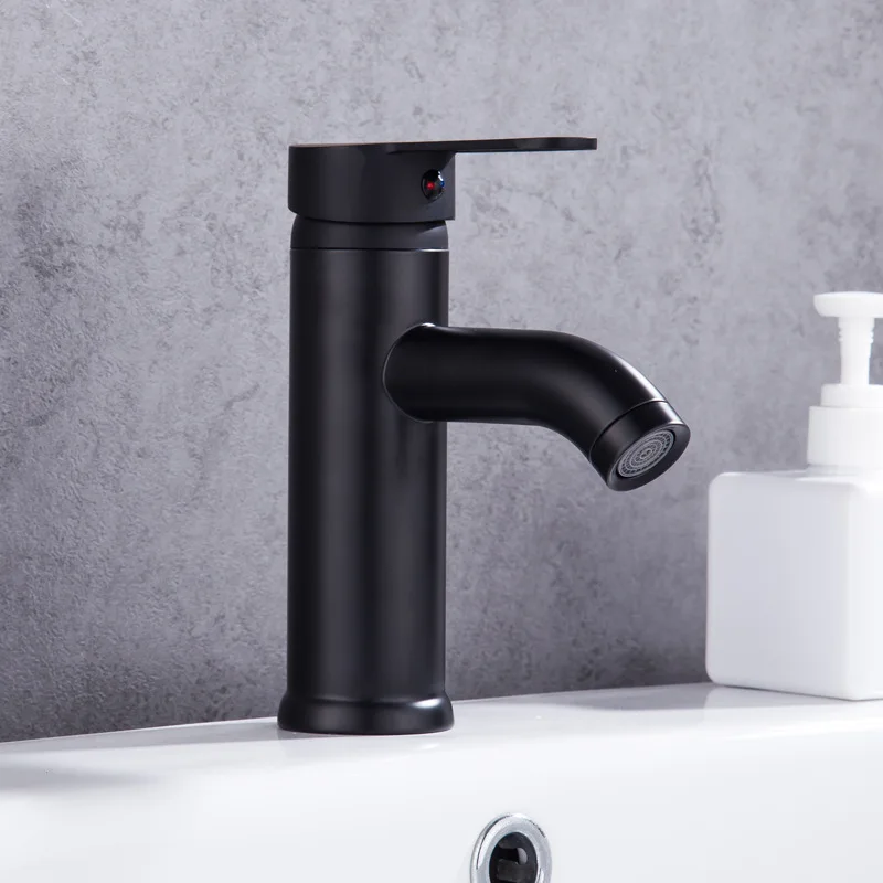 

Copper basin faucet black paint hot and cold washbasin single tap wash basin mixing valve