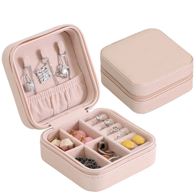

Jewelry Organizer Display Travel Jewelry Case Boxes Portable Jewelry Box Zipper Leather Storage Joyeros Organizador De Joyas
