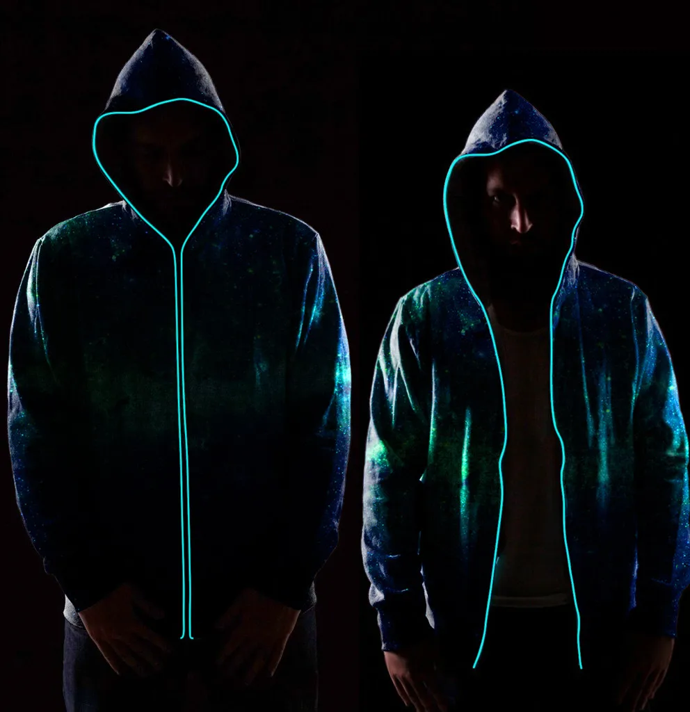 Рождественское пальто на молнии со светодиодной подсветкой мужское и женское