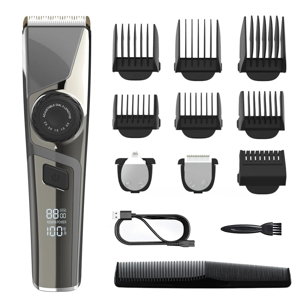 

HATTEKER 3in1 Professional Hair Trimmer Waterproof Men grooming kit Ceramic Blade Shaver Male Hair Clipper Haircut Machine