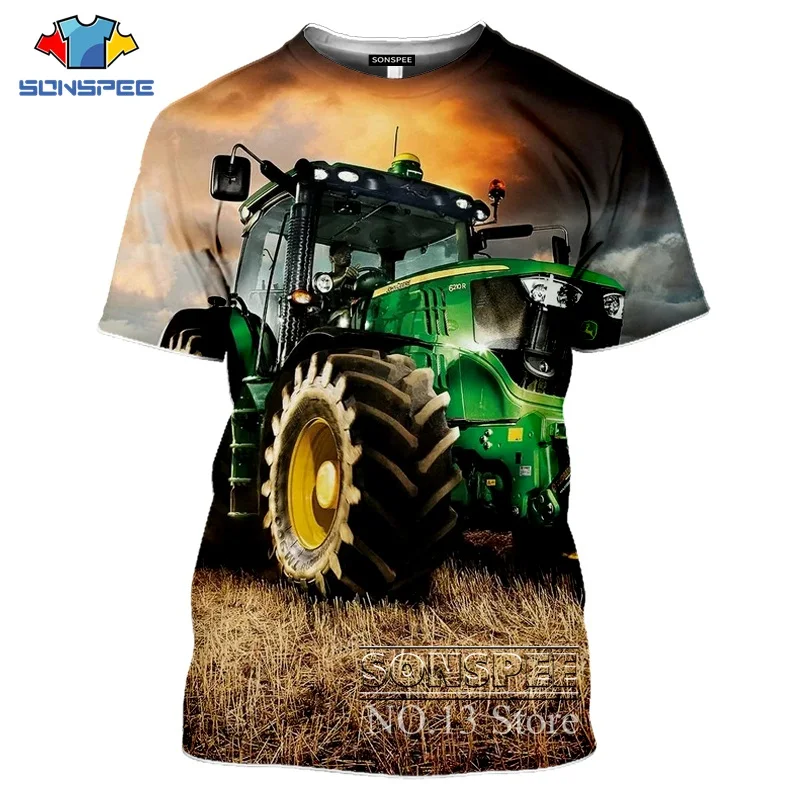 

SONSPEE Agricultural Tractor Harajuku Men Women Unisex 3D Clothing T-Shirts O-Neck New Streetwear Tshirts Harajuku Streetwear
