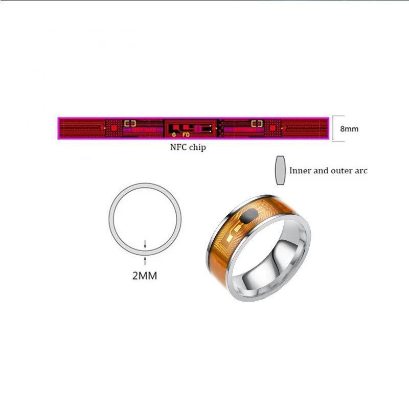 2021fashion nfc multifunctional stainless steel waterproof smart digital technology couple ring for androidiphone mobile phone free global shipping
