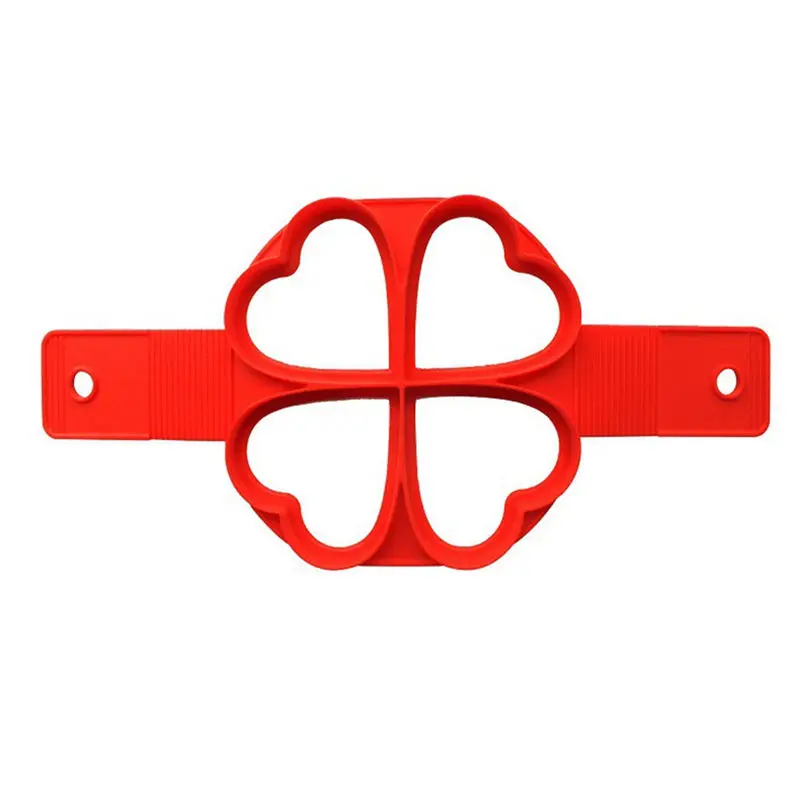 4 Holes Heart Силиконовая кухонная антипригарная форма для яичницы, откидная форма для капель, блинница, выпечка Инструменты для приготовления яиц, плита, сердце круг, сковорода для яиц - Цвет: 4 Holes Heart