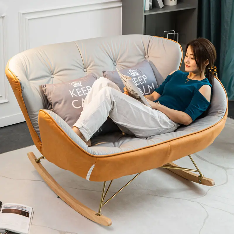 

Легкое роскошное двойное кресло-качалка для взрослых, современное кресло-качалка в скандинавском стиле для дома и отдыха на балконе, диван ...