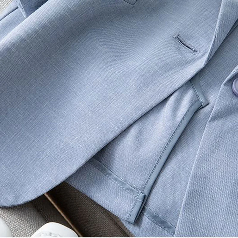 

linen thin small suit jacket female large size shirt 2021 spring and summer new black suit blazer feminino