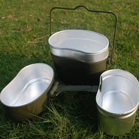 2021 new hot hunting pot germany military green 3pcs in 1 camping cookware cook set hiking survival bento lunch boxes potbowl
