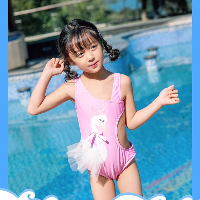 Купальник для маленьких девочек розовый купальный костюм принцессы цельный с