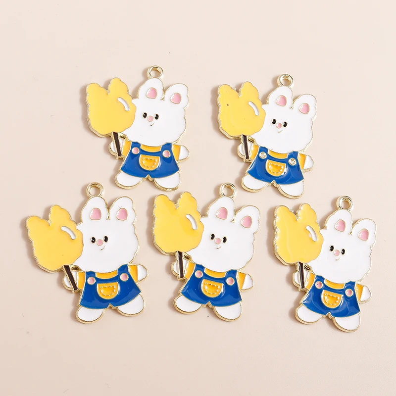 

10pcs 25*31mm Zinc Alloy Enamel Charms Candy Bear Charms Pendants for Necklaces Earrings Jewelry Making Accessories Diy Craft