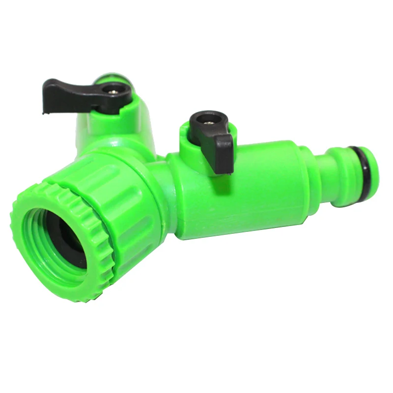 

SHGO HOT-3/4 Inch 2 Way Tap Hose Pipe Splitter ABS Water Hose Tap Quick Connector with Valve Gardening Irrigation Tool with 2PCS